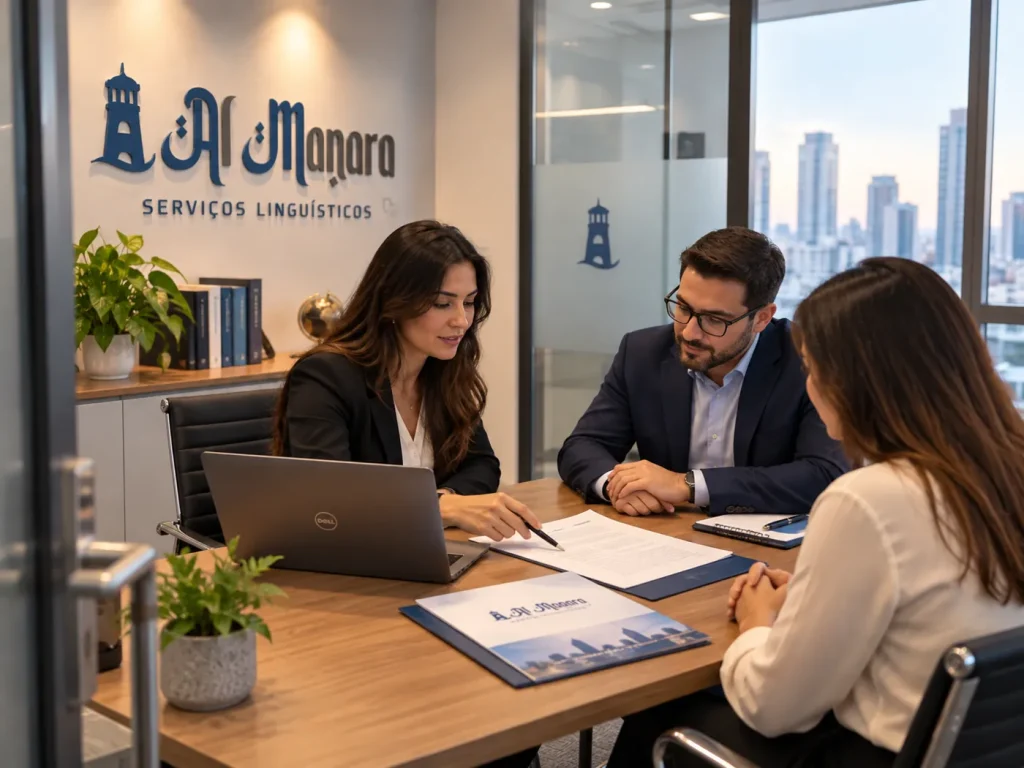 Atendimento a empresas em reunião